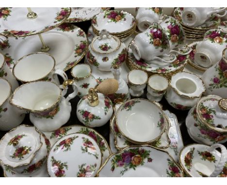 ROYAL ALBERT OLD COUNTRY ROSES TEAWARE &amp; DECORATIVE CHINA ITEMS - 60 plus pieces including cake stand, telephone, clock, 