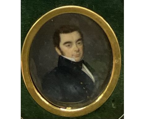 CONTINENTAL SCHOOL circa 1822 an oval miniature watercolour portrait on ivory - Philip Patton Blyth age 19 and taken in Antwe