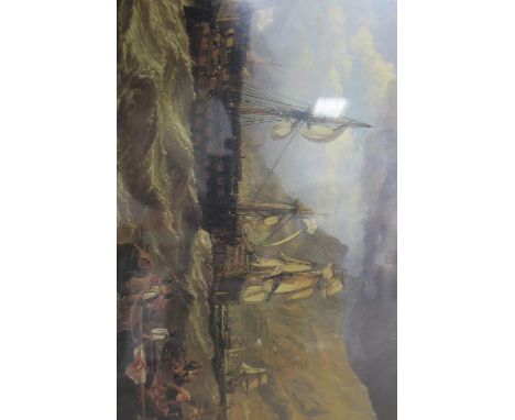 H M S VICTORYAt Gibraltar At TravalgarA Coloured Print25cms x 38cms