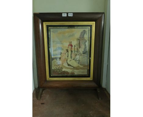 A ROSEWOOD FRAMED FIRESCREEN, c.1900, with tapestry insert depicting an Asian Prince80cms x 62cms.