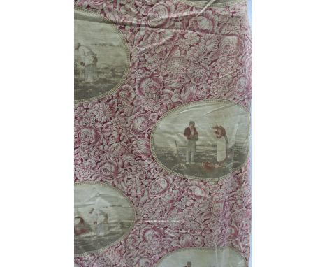A MISCELLANEOUS COLLECTION OF FABRIC including a pair of curtains with matching pelmet etc