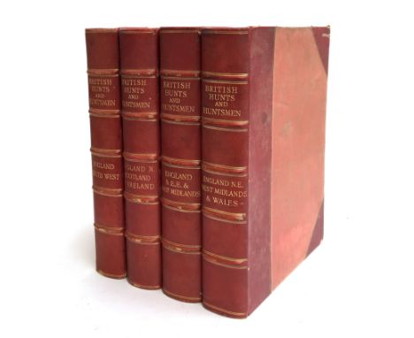 British Hunts and Huntsmen, 4 vols, London: Biographical Press, 1908-11, three-quarter red morocco with marbled end boards, f