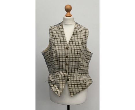 A ladies tattersall wool check hunting waistcoat, with five brass Eridge Hunt buttons 