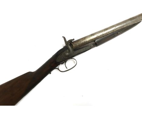A Griffiths &amp; Worsley 12 bore side by side pin fire double hammer non ejector shotgun, length of barrel 30" 