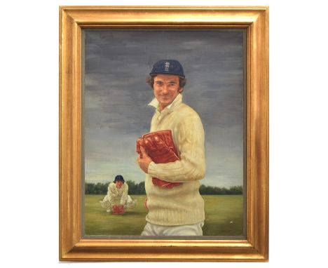 Cricketing interest: Theodore Ramos (1928-), Portrait of Alan Eric Philip Knott, signed lower right, oil on canvas, 92 x 72 c