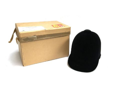 A black felt pytchley high crown hunting cap by S. Patey (London) Ltd., size 7, little if any wear, in Patey box 