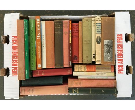 A mixed box of hunting books covering beagling, fox hunting, and otter hunting 
