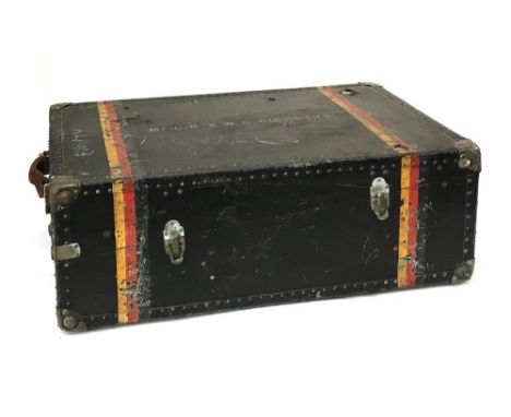A vintage travel trunk, the top reading Major E.W.C Ricketts, 75cmW 