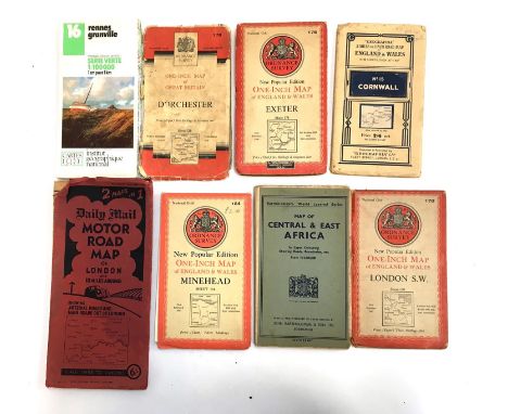 A small collection of maps to include Ordnance Survey maps of Minehead (1946), London S.W (1948), Dorchester (1960), Exeter (