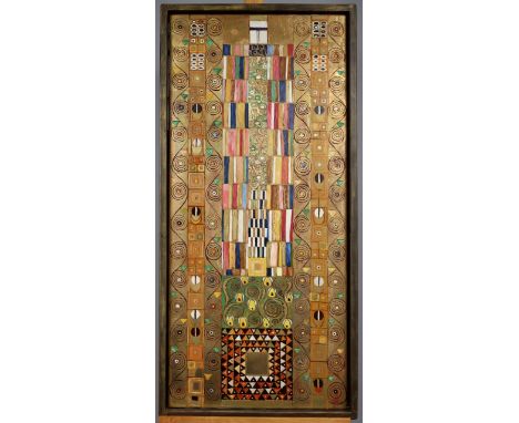 Michl, PeterÖl auf Leinwand, auf Keilrahmen gezogen, Motiv nach Klimt, verso mit Widmung auf der Leinwand, Hochformat, 45 cm 