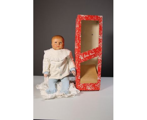 Puppe Käthe Kruse Du MeinTräumerchen, Magnesitkopf, Stoff bezogen, neuzeitliche Kleidung, in original Box, H. 50 cm