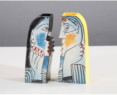 Paar Vasen Göbel Artis OrbisPorzellan, Gegenstücke, Göbel Picasso Edition, "Homage Collection to Pablo Picasso", teilweise Be