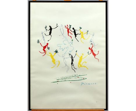 Paar Kunstdrucke Pablo Picasso1881 Málaga - 1973 Mougins, „La Ronde de La Jeunesse“, Hochformate, 71 cm x 50 cm, hinter Glas 