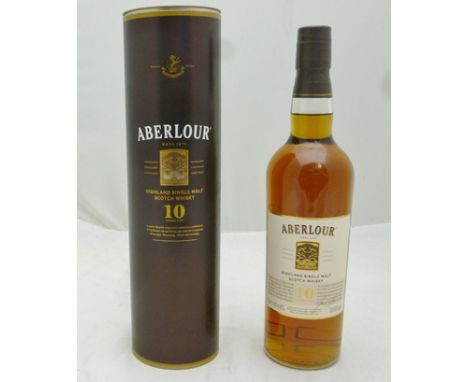 ABERLOUR 10 YEAR HIGHLAND SINGLE MALT SCOTCH WHISKEY 40%, 70cl bottle in presentation tube 