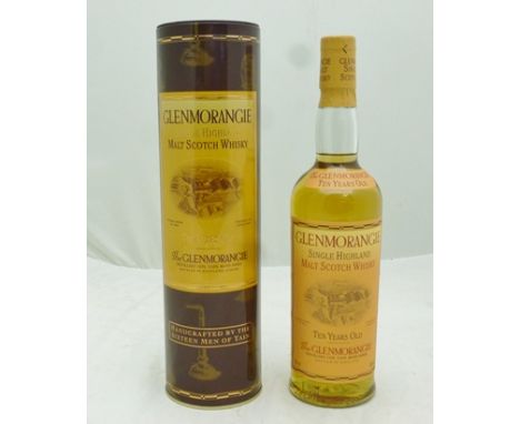 GLENMORANGIE SINGLE HIGHLAND MALT SCOTCH WHISKY aged 10 years, 40%, 70cl bottle in metal tube 