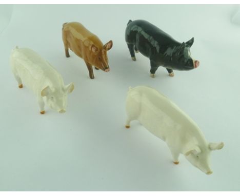 A COLLECTION OF BESWICK CERAMIC PIGS including; Champion Wallboy One, Champion Wall Quest and two other Champion pigs (4) 