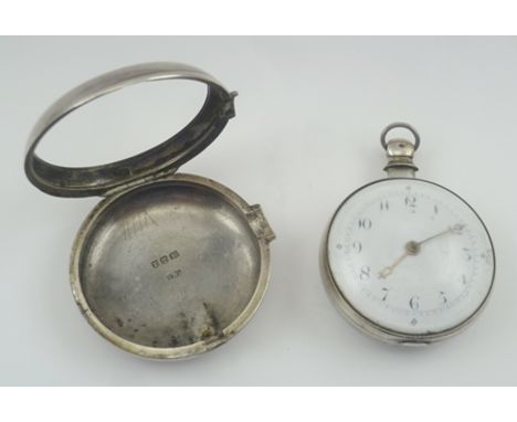 LATHAM OF MACCLESFIELD A GEORGE III PAIR CASED SILVER POCKET WATCH, back plate engraved with maker and ref. no. 667, white en
