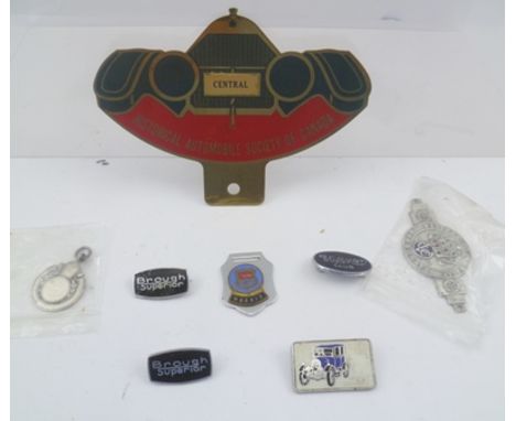 A COLLECTION OF VINTAGE MOTORING BADGES including; 1958 Harrogate Veteran Car Rally Badge, Canadian Historical Auto.Soc.Car B