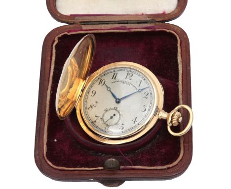 VACHERON CONSTANTIN Circa 1940 Geneve A 18 k hunter case pocket watch , snap on back , addorned with a gold monogram engravin