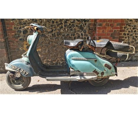 A 1957 Lambretta Super scooter 150cc, unrestored, two owners, acquired by the vendor in 1993 in two tone blue livery, frame n