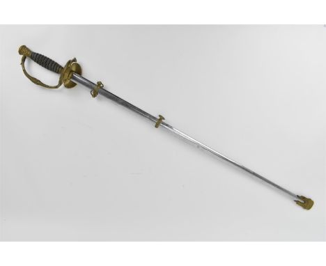 A late 19th century American army officer's dress sword, with etched blade designed with the American eagle, arms, 'U.S', and