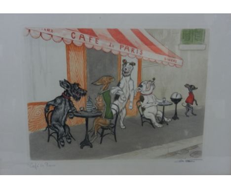 Boris O'Klein (1893-1985), 'Cafè de Paris', lithograph, signed and titled in pencil to the bottom margin, 25cm x 33cm, framed