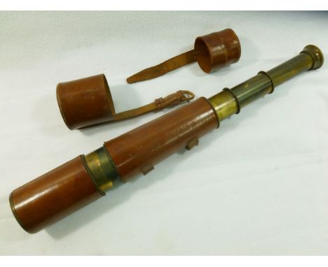 A WWI  R & J Beck Army Signals leather cased three drawer telescope, inscribed 'TEL. SIG. (MK IV), ALSO G.S, R. & S. BECK. LT