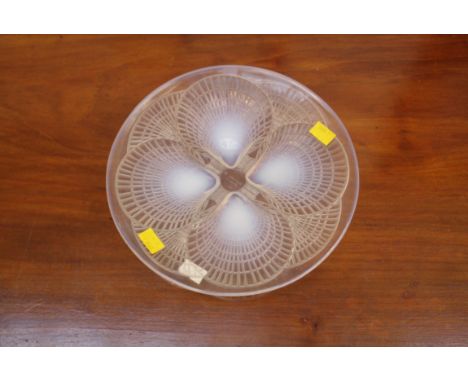 A Rene Lalique 'coquilles' plate with frosted and cut decoration, bearing engraved R. Lalique mark to base, 27cm diameter