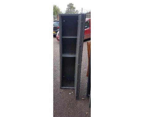 A Brattonswood Engineering Limited welded steel ammunition cabinet, the single door with multi-point locking, complete with k