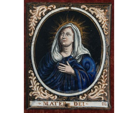 Attributed to Jacques Laudin (French 1663-1729) A late 17th/early 18th century Limoges enamel panel, bust length of The Holy 