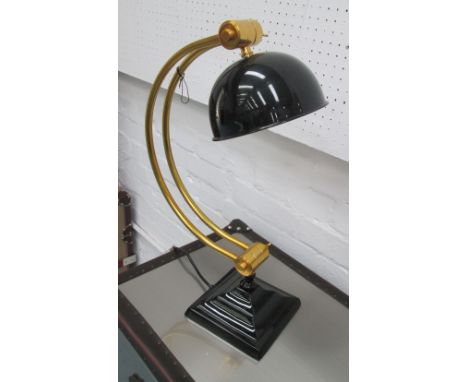DESK LAMPS, a pair, brass and black enamel, each 51cm H. (2)