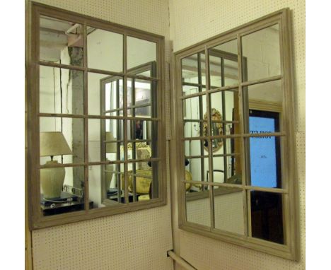 WALL MIRRORS, a pair, Architectural style, rectangular, astragal glazed, 95cm W x 130.5cm H. (2)