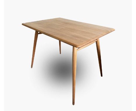 An Ercol pale elm rectangular two tier dining table raised on splayed legs, 102cm x 69cm.Condition report: General wear to ta