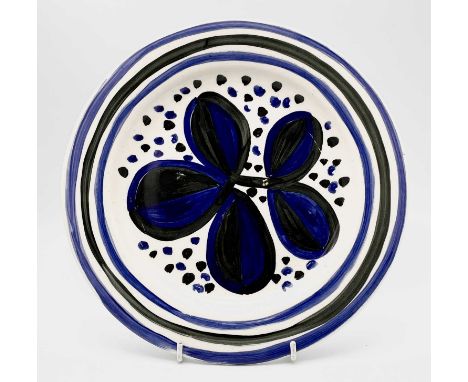 Sir Terry FROST (1915-2003)A Poole Pottery plate designed by Terry Frost and painted in black and blue by Anita HarrisPrinted