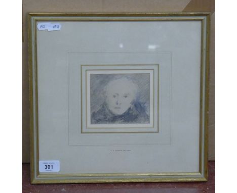 Pencil sketch of lady - Approx image size: 11cm x 10cm 