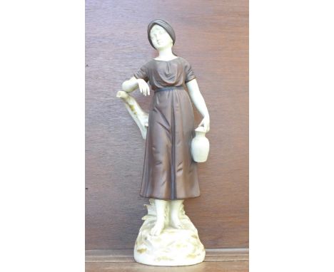 A European figure of a lady, marked W&amp;R, also stamped 3181, 13, J, height 34cm