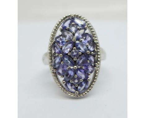 A silver and tanzanite ring, R 