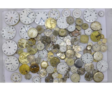 Approximately  100 wristwatch and pocket watch movements, including Tissot, etc. 