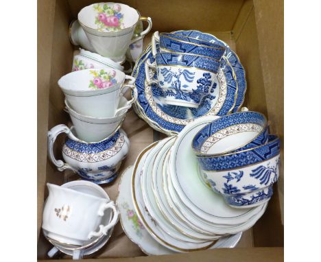 An Art Deco tea service, Booth's Real Old Willow cups, saucers and plates and other china 