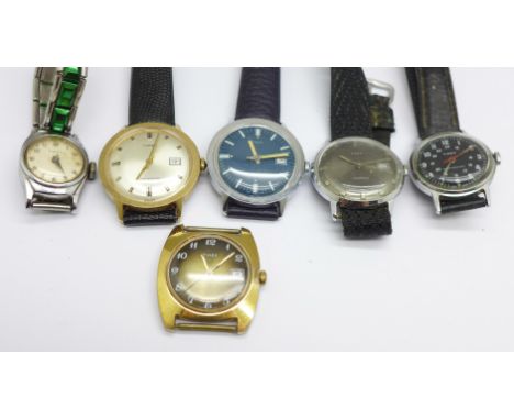 Six Timex wristwatches 
