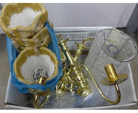 Two chandeliers and a pendant light shade **PLEASE NOTE THIS LOT IS NOT ELIGIBLE FOR POSTING AND PACKING** 