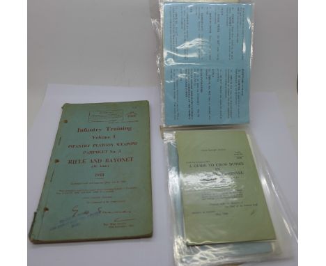 A collection of British Army booklets and one booklet, Infantry Training, Volume I 