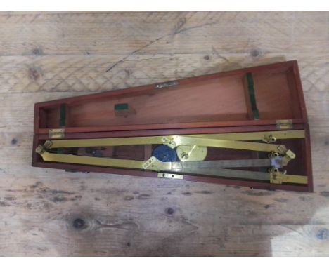 A 19th century gilt brass pantograph in fitted mahogany case. 