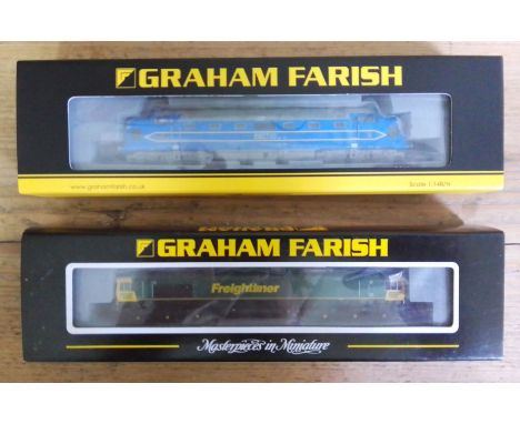Two Graham Farish by Bachmann N gauge model engines: Deltic Prototype DP1 372-920 and Class 66 Diesel 66610 Freightliner 