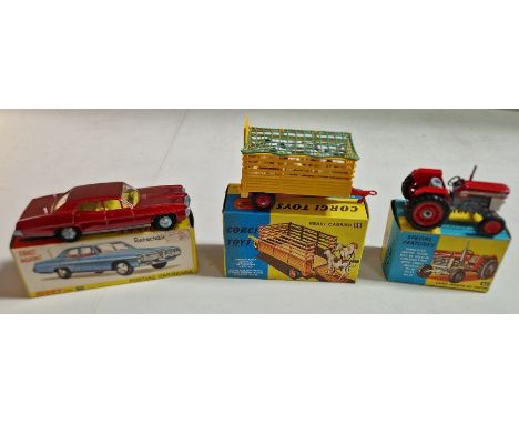 Three diecast models comprising of a Corgi Toys 66 Massey Ferguson 165 Tractor, Corgi Toys 58 Beast Carrier &amp; a Dinky Toy