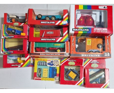 A group of Britains diecast models &amp; accessories comprising of a 9420 Farm Tractor, 9562 Double Horse Box, 9585 Kemper Ch
