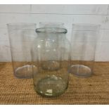 A selection of four large contemporary glass vases. Height 40 and 39cm