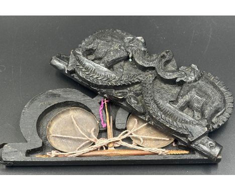 A set of opium style scales in carved elephant case.
