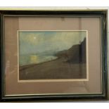 A pastel on paper titled Lyme Bay Dorset and signed lower right Jan Marie and dated 1989
