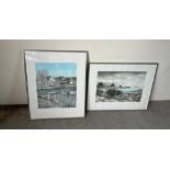 Two etching prints limited edition signed (Frame 51cm x 64cm)